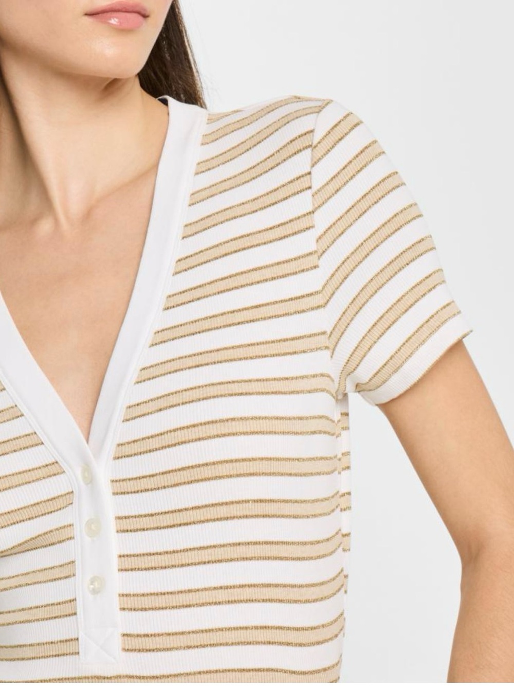 Veronica Beard Dekalb Stripe Stretch Cotton Henley Top